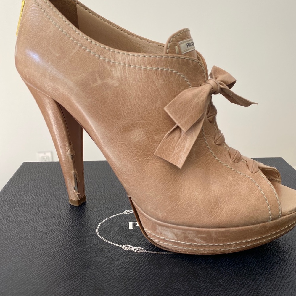 Prada Peep-toe Platform Lace-up Booties - Picture 4 of 10